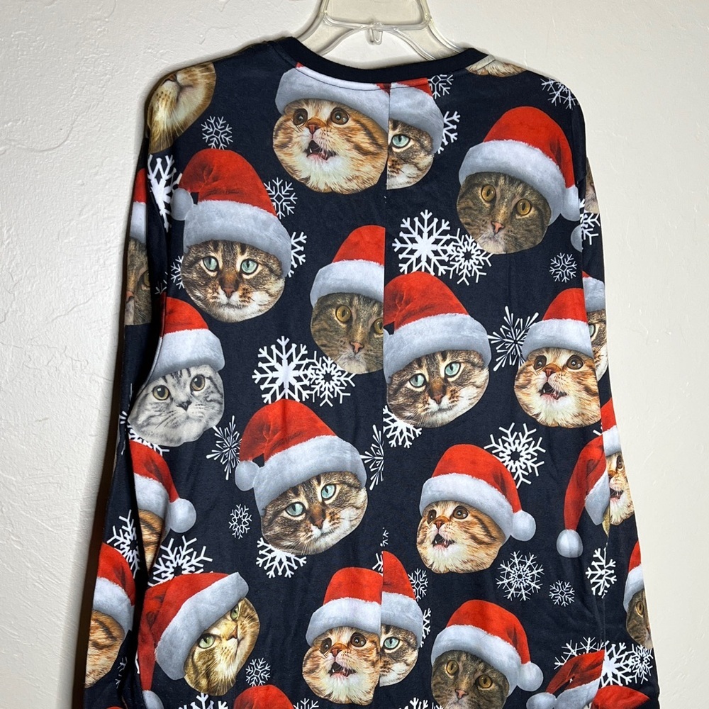 Dec 25th Cat Santa Hat Snowflake Christmas One Piece Pajamas - Picture 6 of 6
